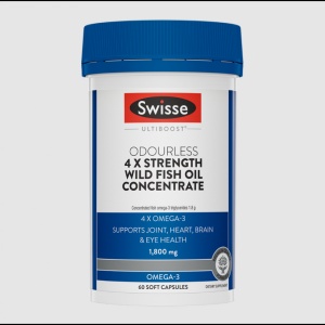 Swisse 无味高浓度4倍Omega-3 浓缩野生鱼油 60粒