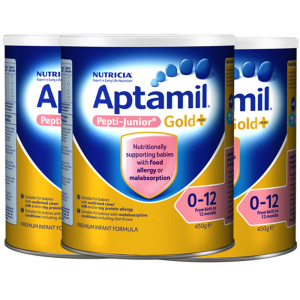 Aptamil爱他美 Pepti Junior抗过敏无乳糖营养奶粉(0-12个月） 450g，3罐包邮