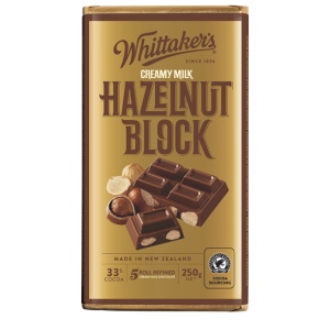超市 Whittakers Hazelnut block 250g 榛子巧克力板250克（破损、断裂、融化不理赔！）